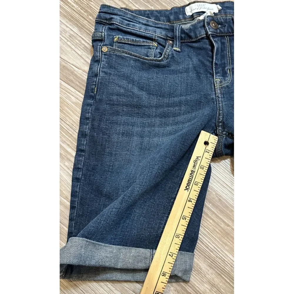 H&M L.O.G.G. Denim Shorts Women's 29‎ Mid Rise Regular Wash Stretch Blue Jean